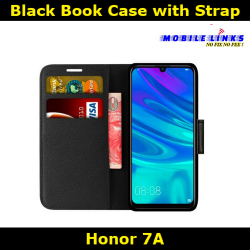 Book Case with Strap Black For Huawei Honor 7A AUM-AL00IN Slim Fit Look